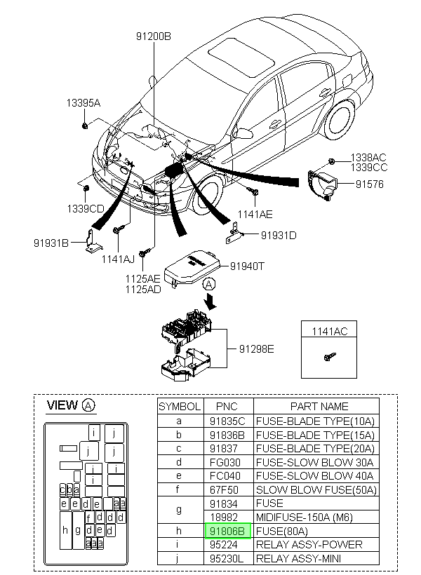 Fusible 80 Amp. (p1) Orig. Para Hyundai Accent 2007-2010