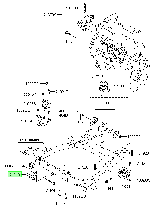 Soporte Motor Del. Orig. Para Hyundai Santa Fe 2006-2012