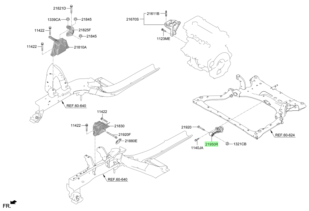 Soporte Motor Tras. Original Para Hyundai Elantra 2023-2025