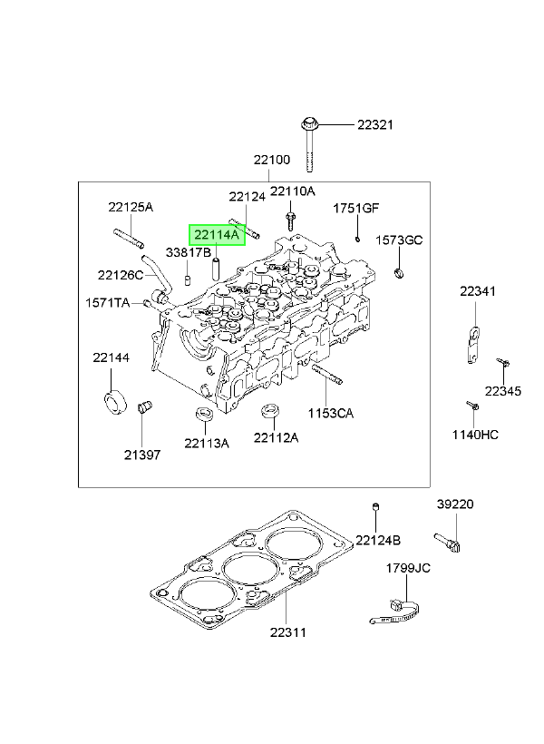 Guia Valvula Adm/esc 16 Orig. Para Hyundai Tucson 2005-2010