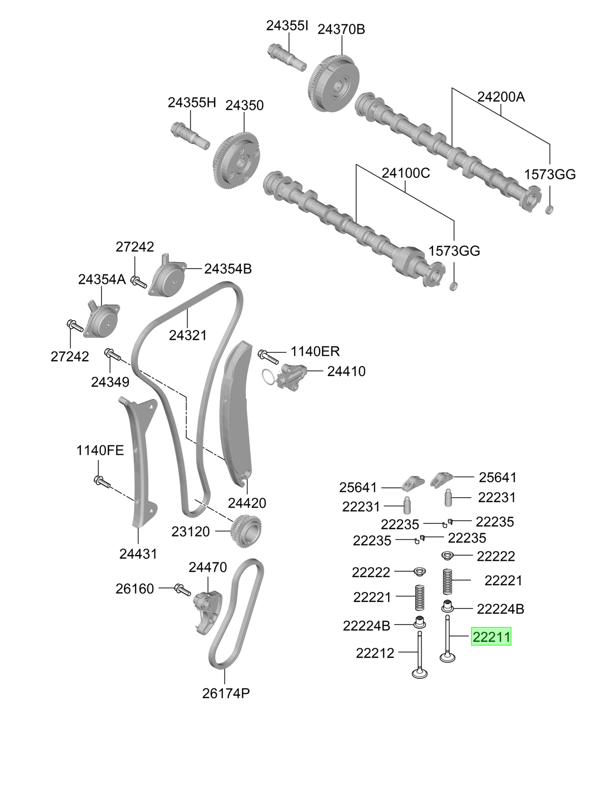 Válvula Admisión Original Para Hyundai Santa Fe 2024-2025