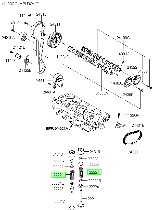 Resorte De Valvula Orig. Para Hyundai Coupe 1998-2002