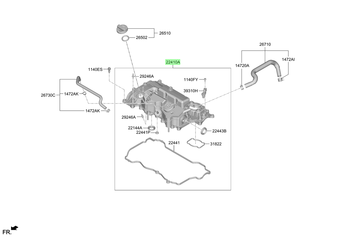 Tapa Válvula Original Para Hyundai Santa Fe 2022-2025