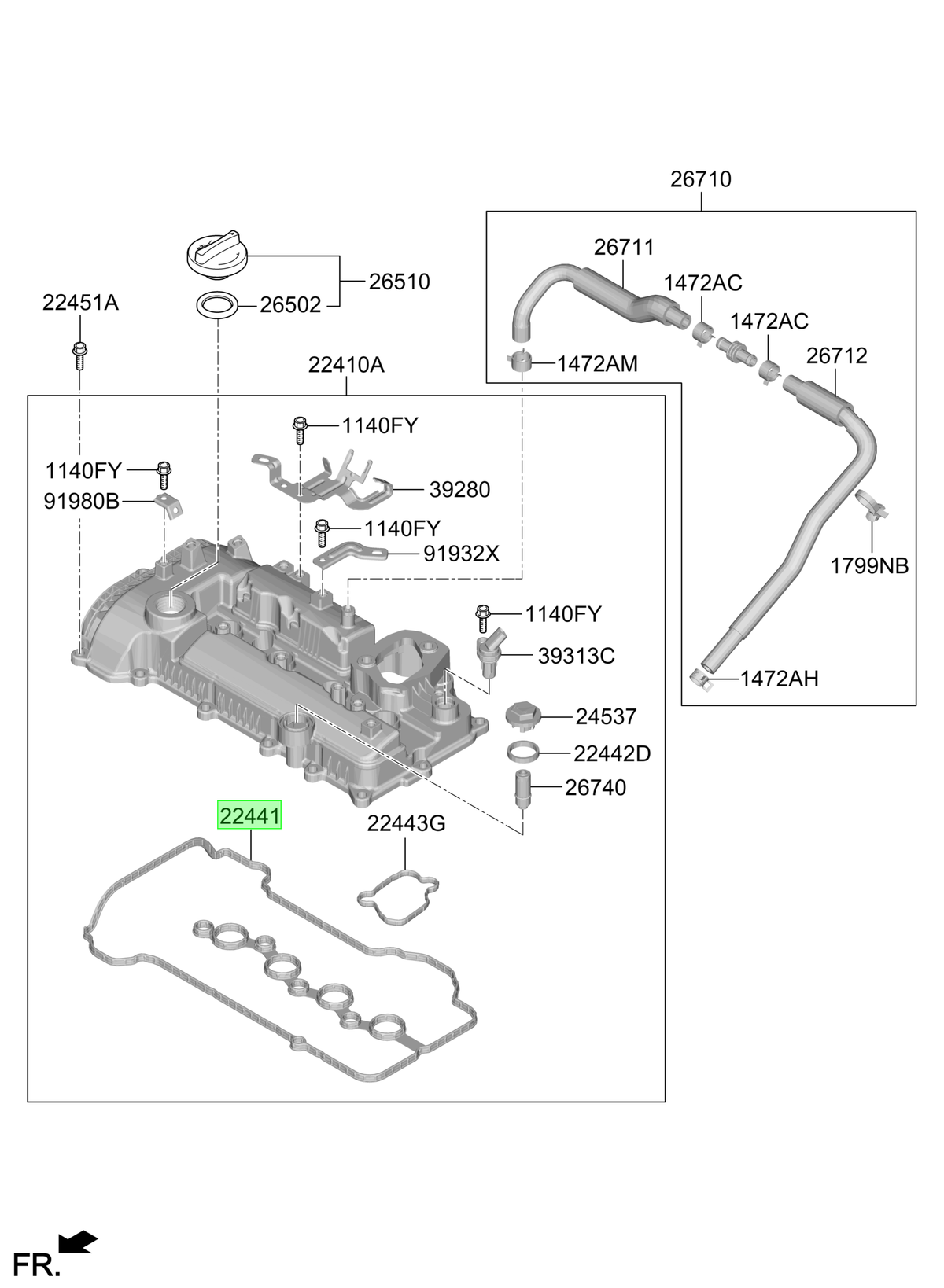 Tapa Válvula Original Para Hyundai Kona 2023-2025