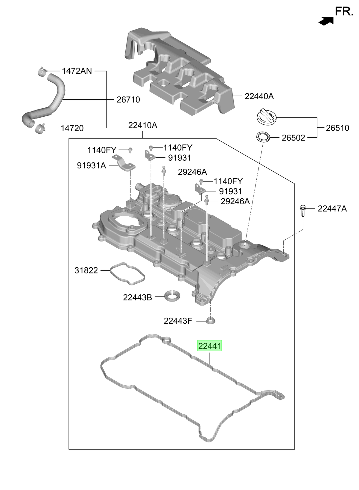 Tapa Válvula Original Para Hyundai Santa Fe 2023-2025