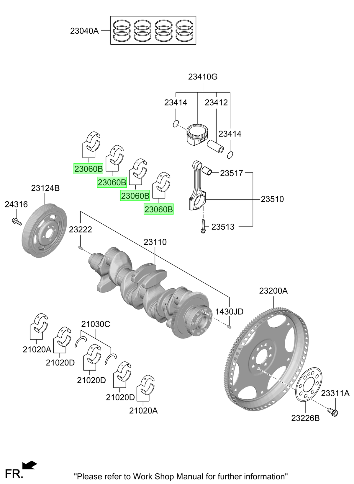 Biela Motor Original Para Hyundai Santa Fe 2020-2024
