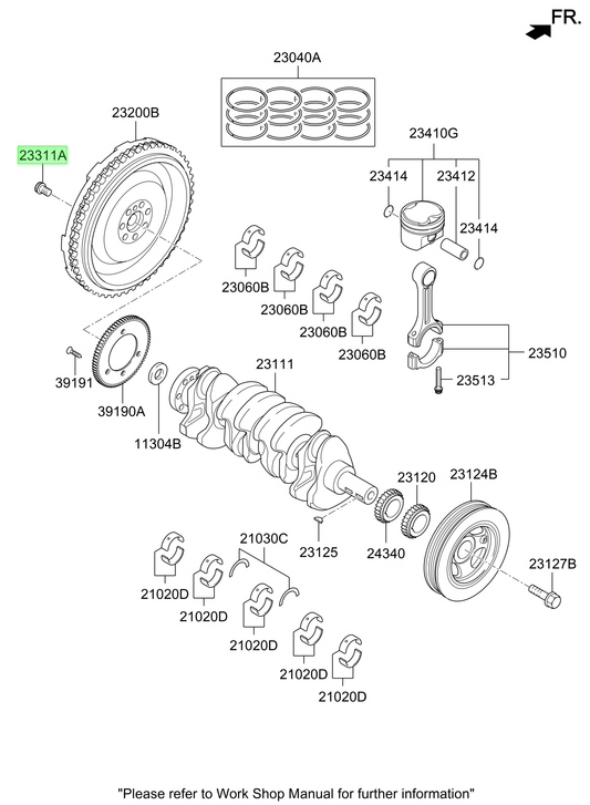 Perno Volante Motor Original Para Hyundai Elantra 2024-2025