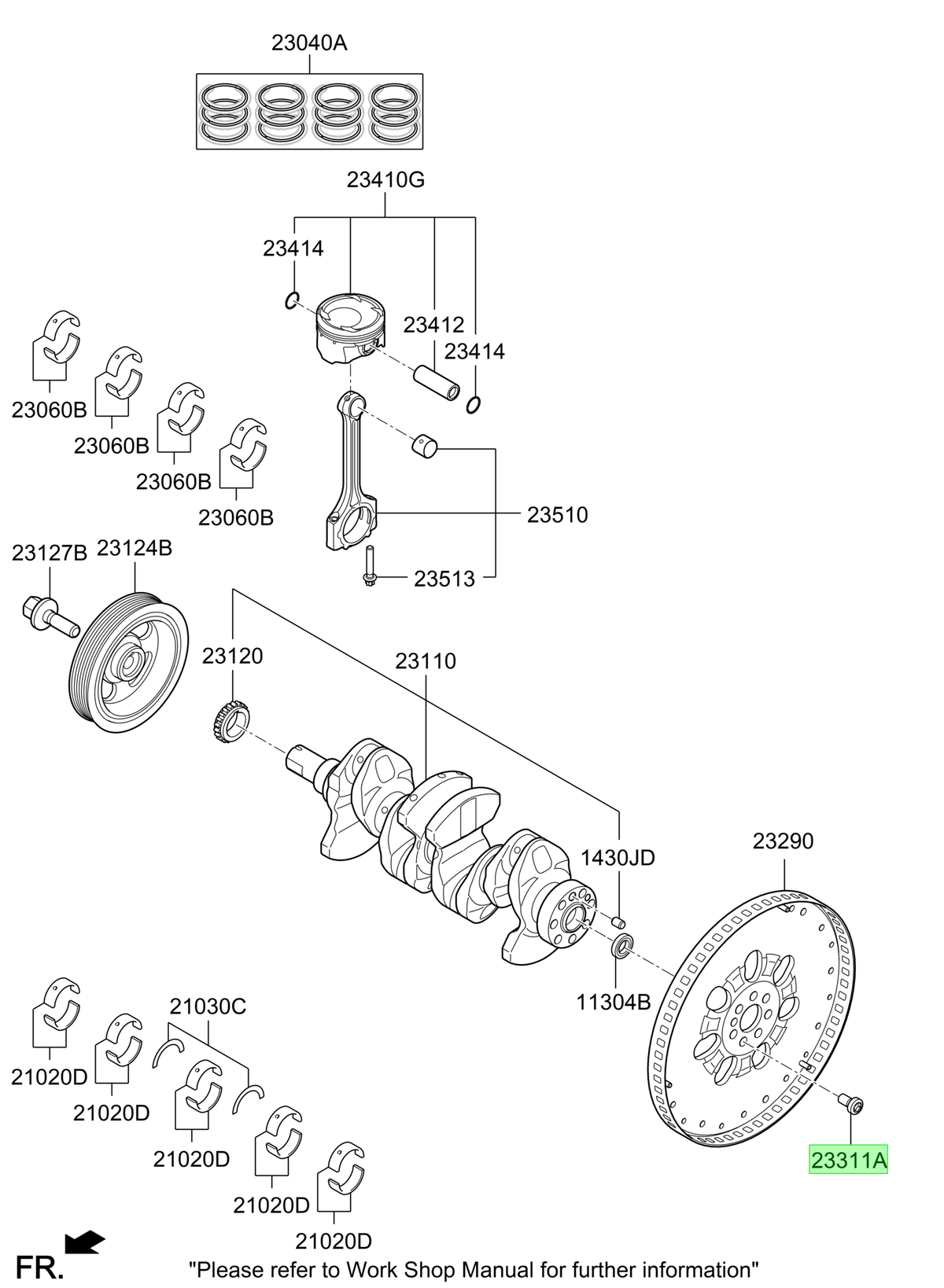 Perno Volante Motor Original Para Hyundai Kona 2021-2025