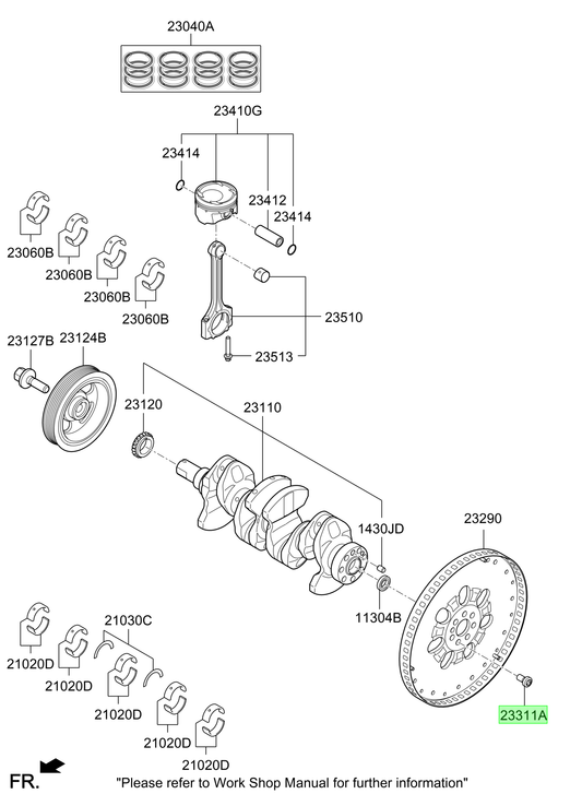 Perno Volante Motor Original Para Hyundai Elantra 2021-2025