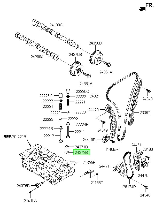 Metal Eje De Levas Inf Orig. Para Hyundai Tucson 2011-2014