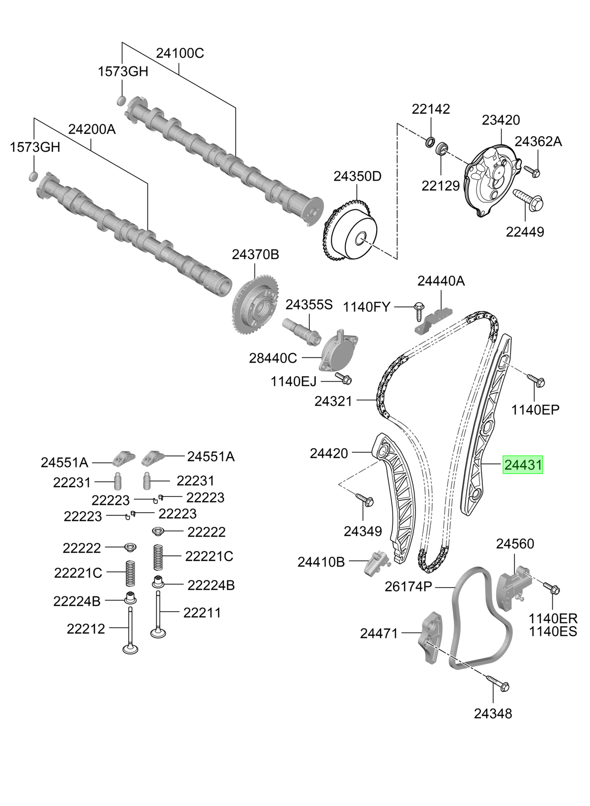 Guía Cadena Distrib. Original Para Kia Sportage 2021-2025