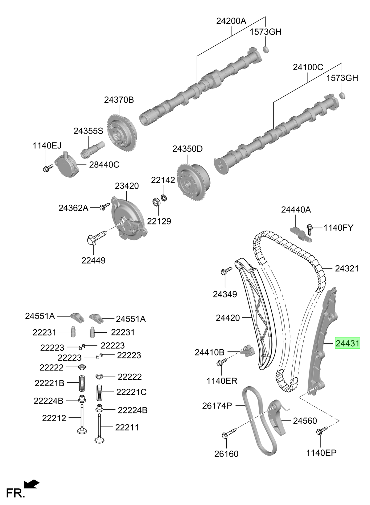 Guía Cadena Fija Original Para Hyundai Tucson 2020-2025