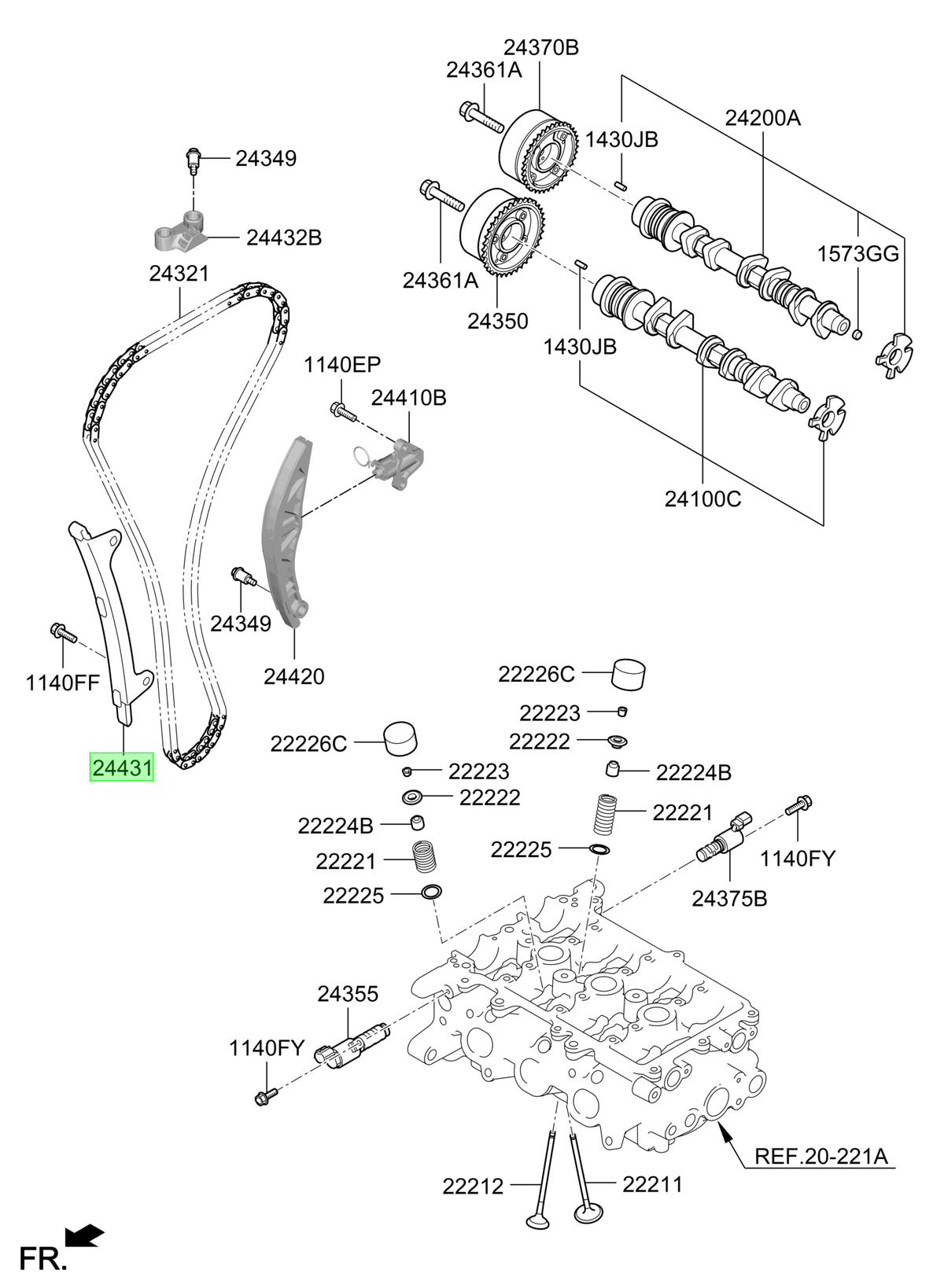 Guía Cadena Fija Original Para Hyundai I20 2020-2025