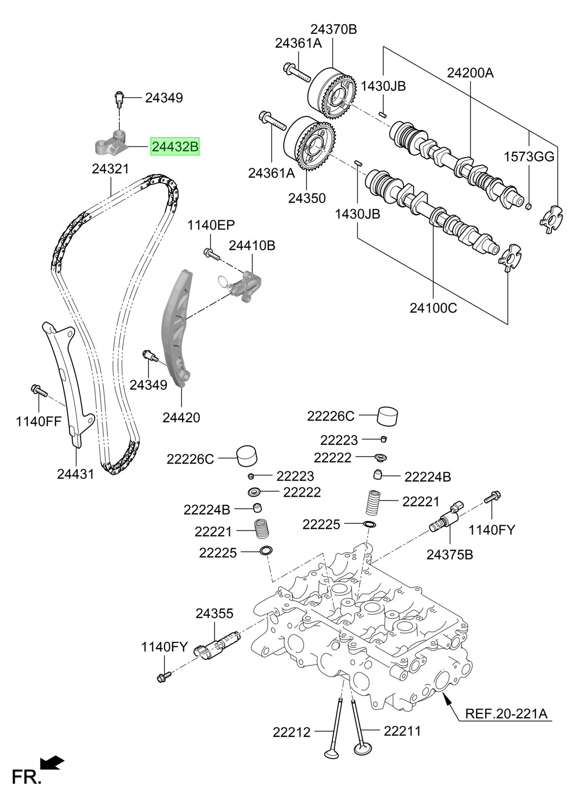 Guía Cadena Distrib. Original Para Hyundai I20 2020-2025