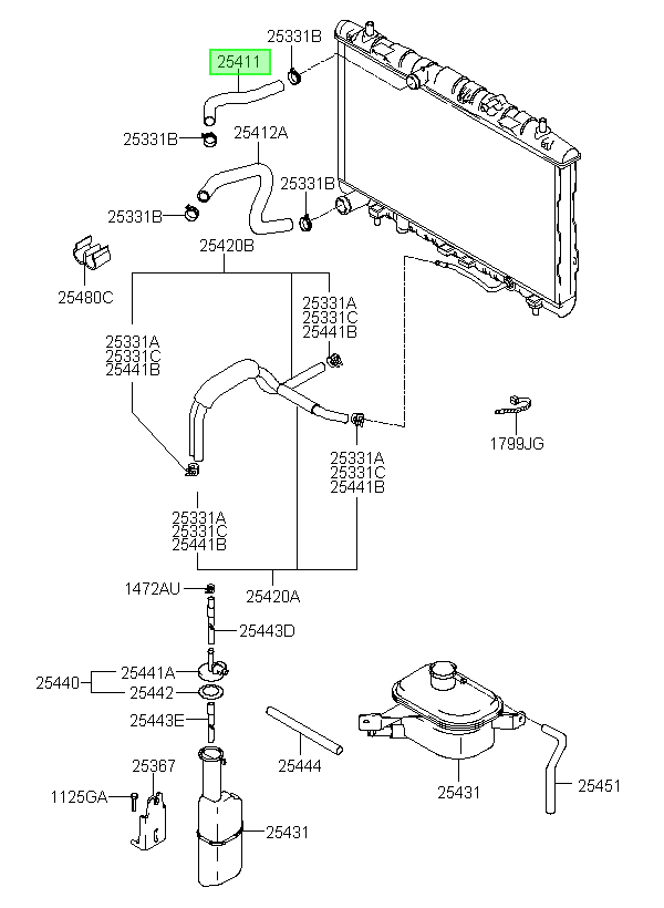Manguera Sup. Rad. Original Para Hyundai Elantra 2000-2007