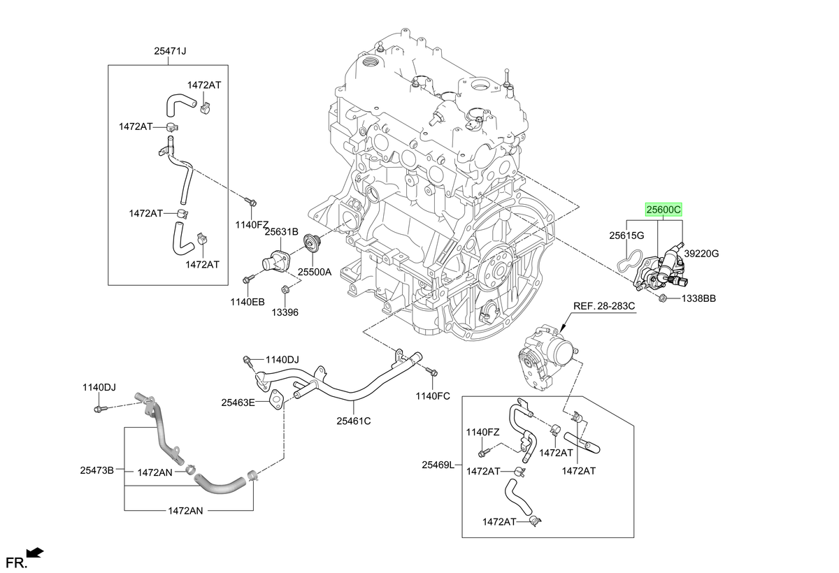 Tapa Termostato Original Para Hyundai Venue 2019-2025