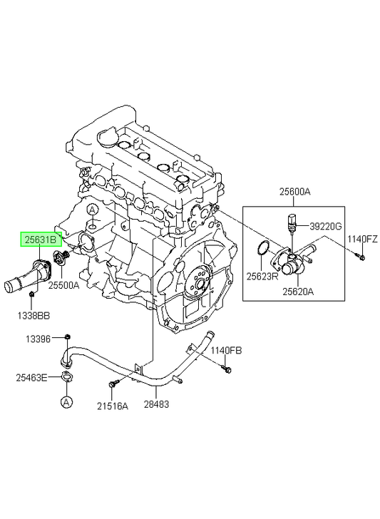Tapa Termostato Santa Fe Orig. Para Hyundai I30 2013-2017
