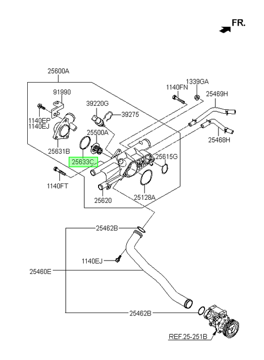 Oring Base Termostato Orig. Para Hyundai Santa Fe Desde 2018