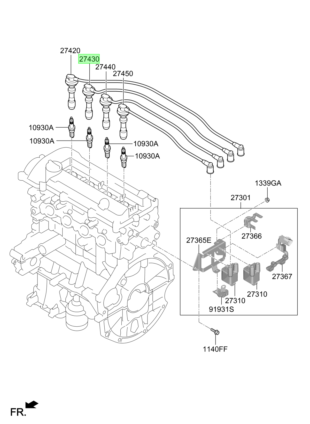 Cable De Bujias Num. 2 Orig. Para Hyundai I10 2010-2015