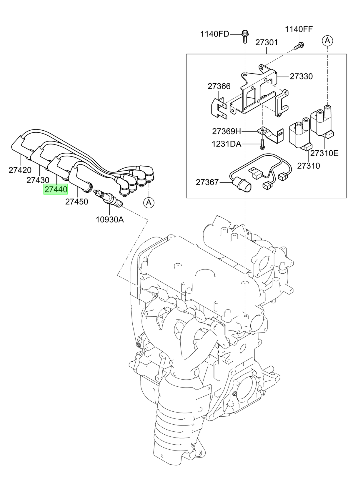 Cable Bujia Nro. 3i 10 Orig. Para Hyundai Atos 2000-2003