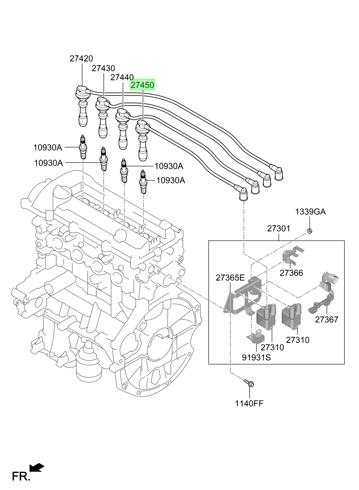Cable De Bujias Num.4 Orig. Para Hyundai I20 Desde 2017