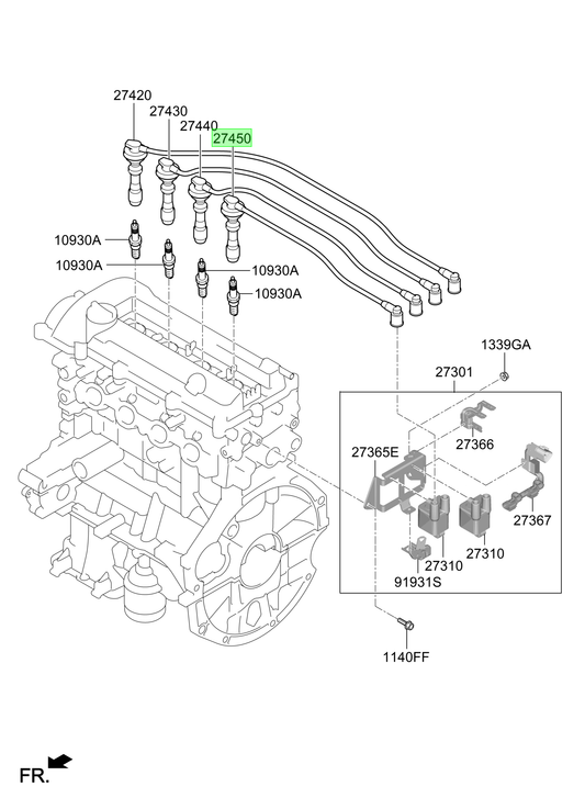 Cable De Bujias Num.4 Orig. Para Hyundai I10 2010-2015