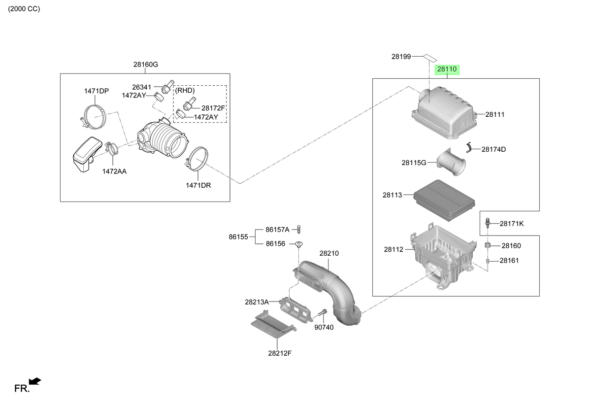 Cuerpo Filtro Aire Orig. Para Hyundai Veloster Desde 2018