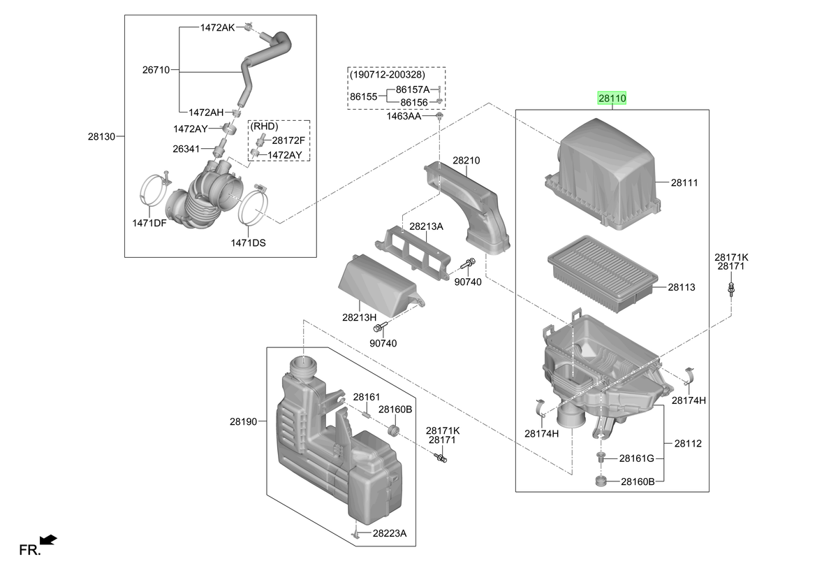 Cuerpo Filtro Aire Orig. Para Hyundai Venue Desde 2019