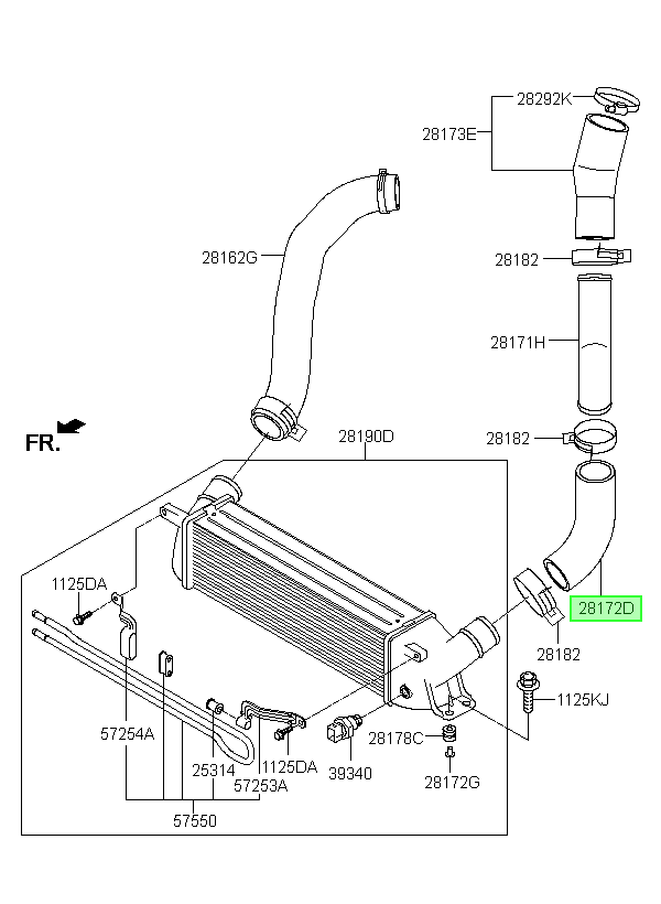 Manguera Salida Intercooler Orig. Para Hyundai H1 Desde 2007