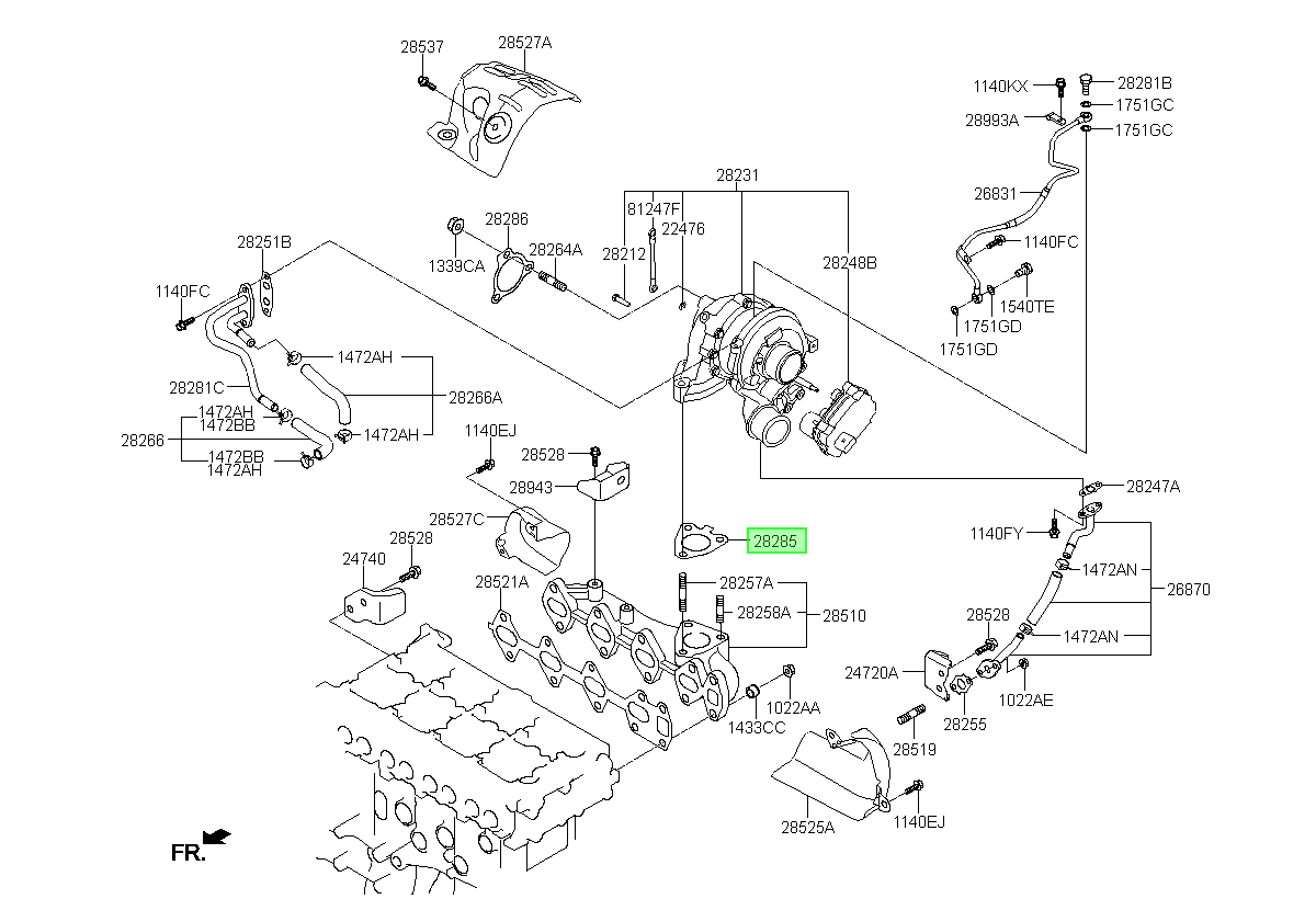 Empaquetadura Turbo Orig. Para Hyundai Santa Fe 2013-2018
