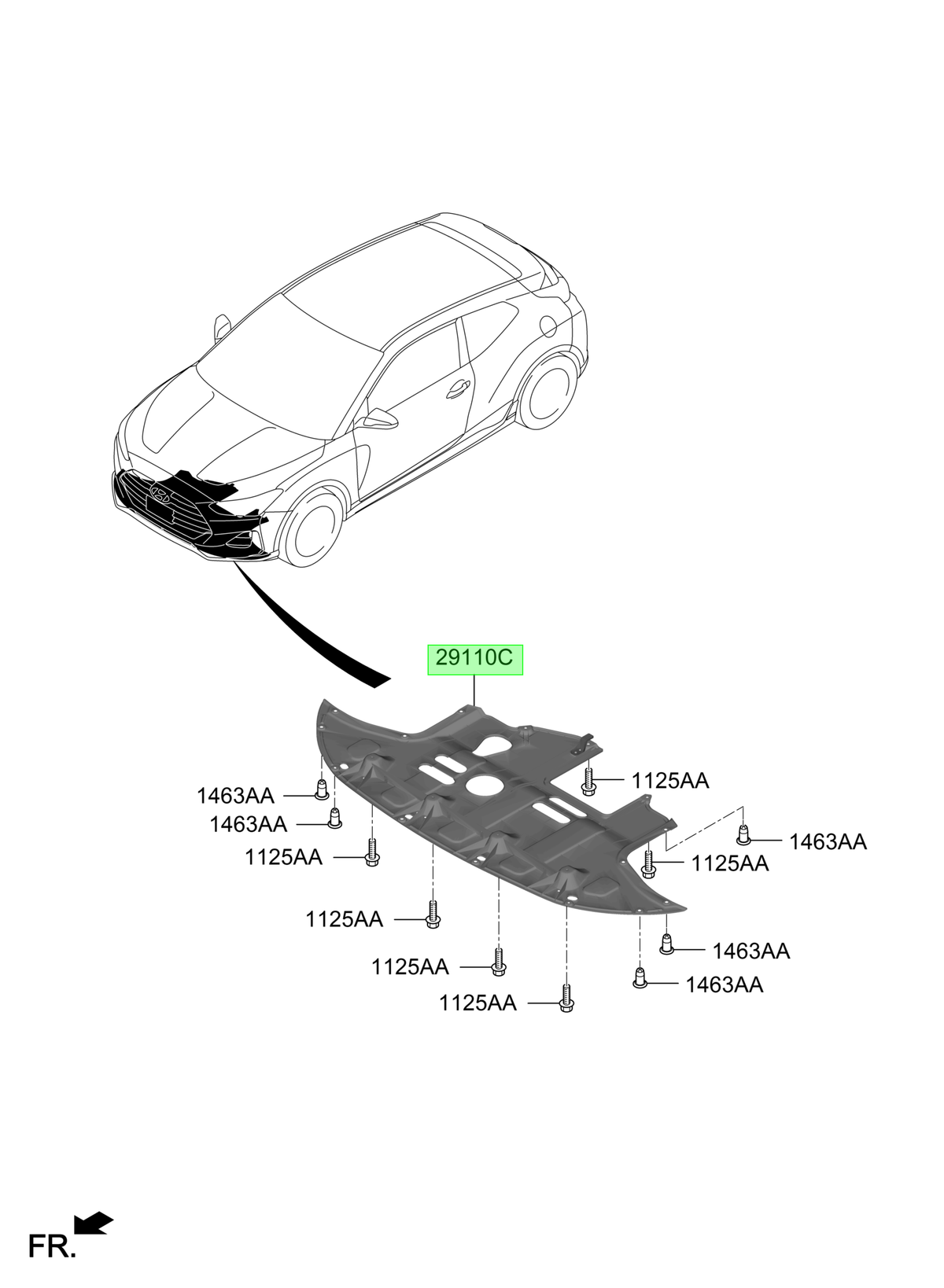 Cubre Motor Inf. Inf Orig. Para Hyundai Veloster Desde 2018