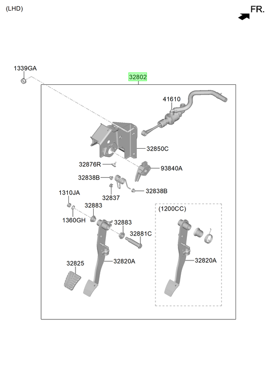 Pedal Embrague Original Para Hyundai I20 2020-2025