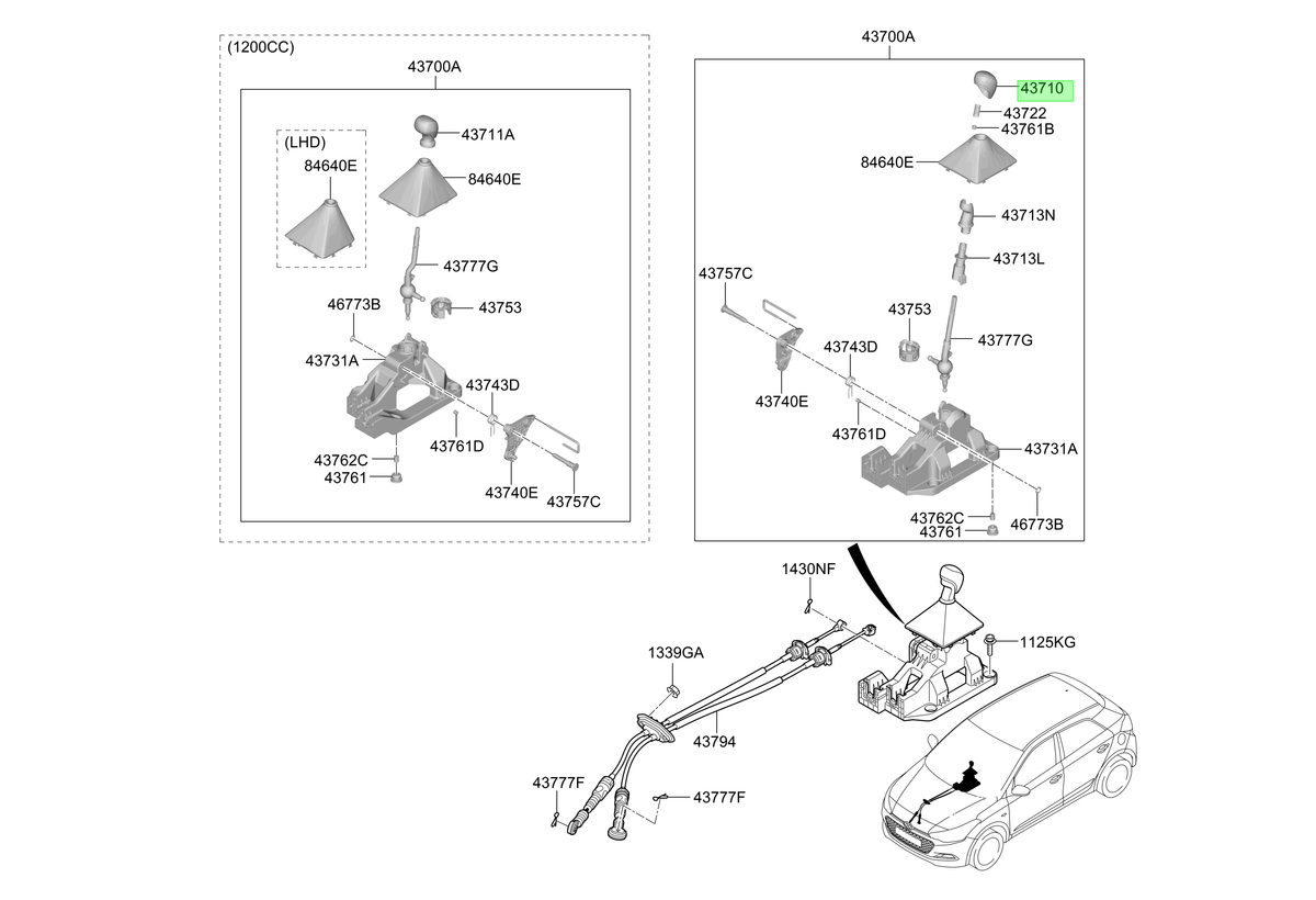 Palanca Cambio Original Para Hyundai I20 2018-2022