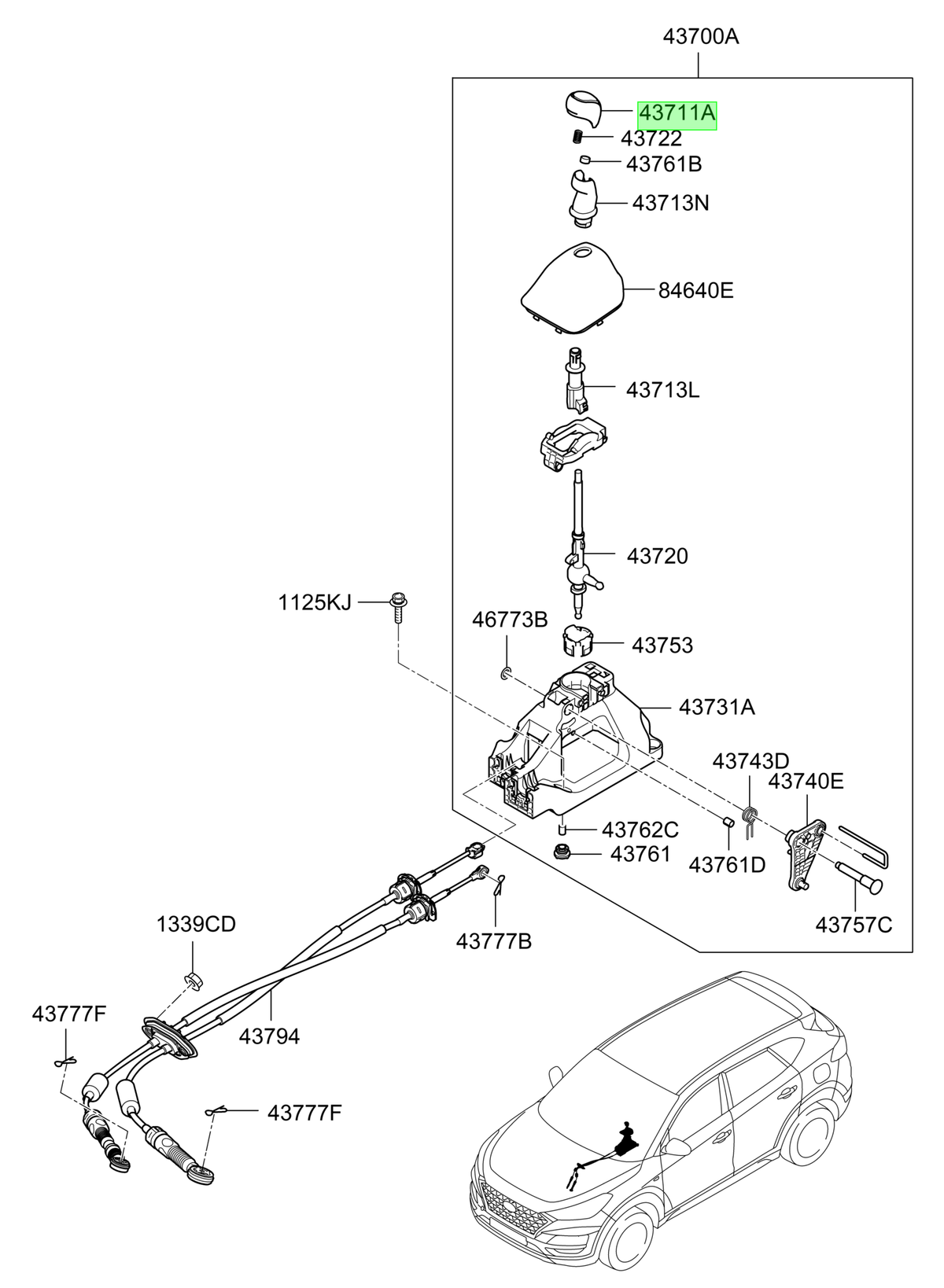 Palanca Cambio Original Para Hyundai Tucson 2018-2022