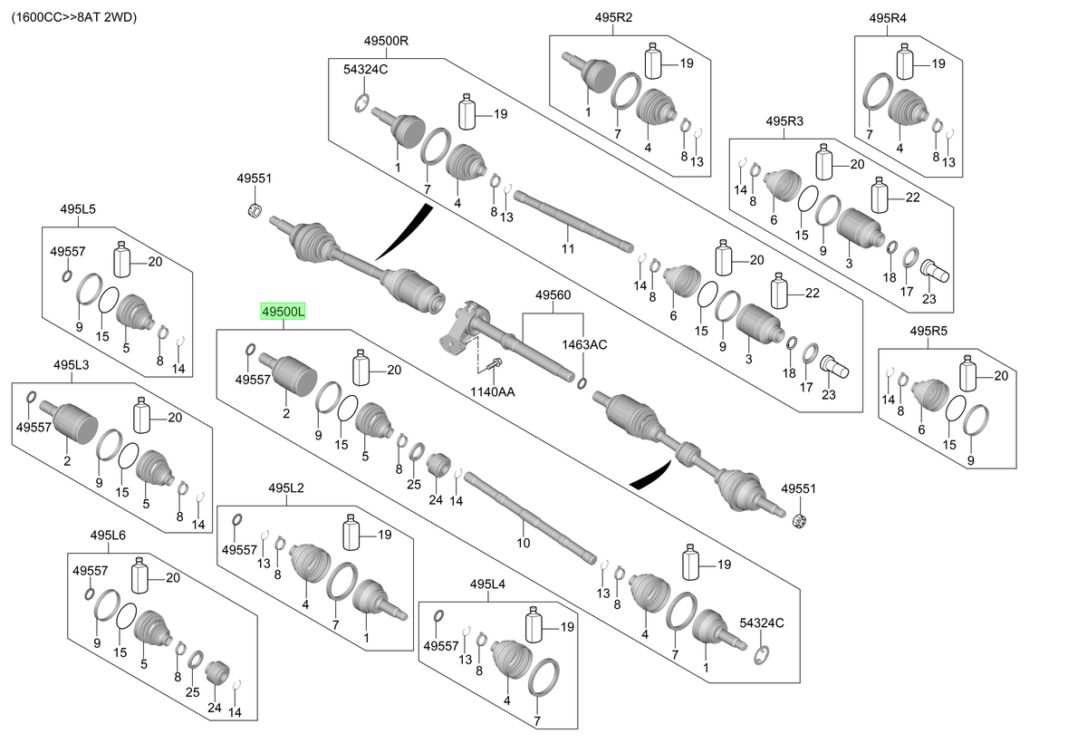 Homocinética Izq. Lh Original Para Hyundai Kona 2023-2025