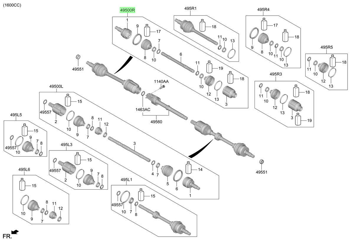 Homocinética Der. Rh Original Para Hyundai Tucson 2021-2025