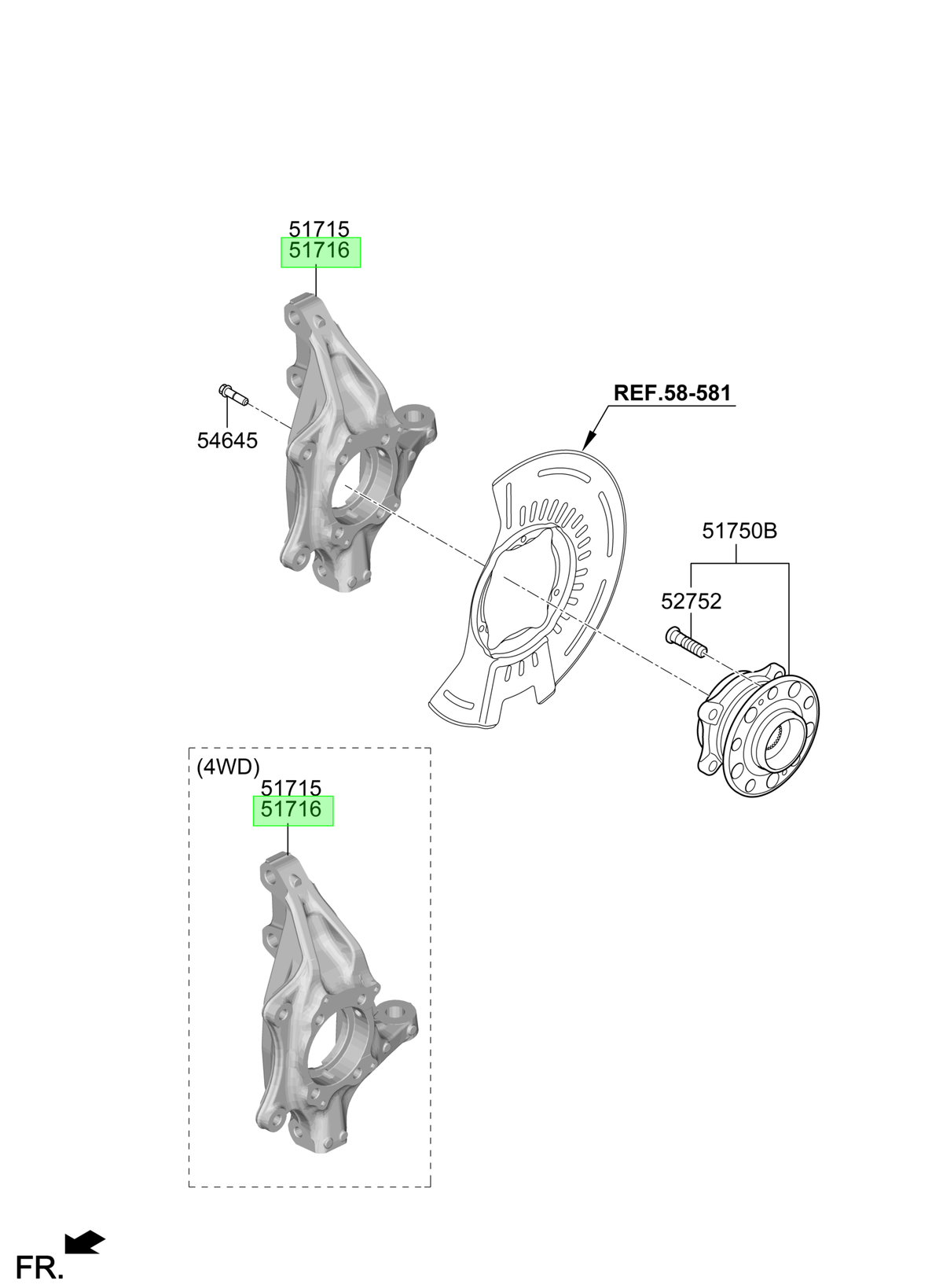 Muñón Del. Der. Original Para Hyundai Santa Fe 2018-2021