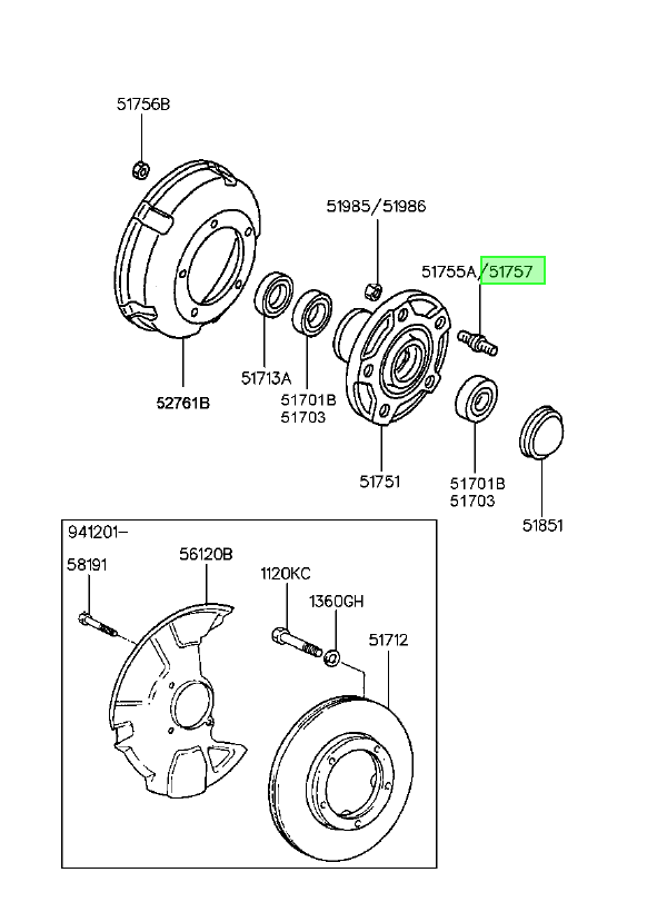 Perno Maza Dl Dr Port Orig. Para Hyundai H250 1994-1998