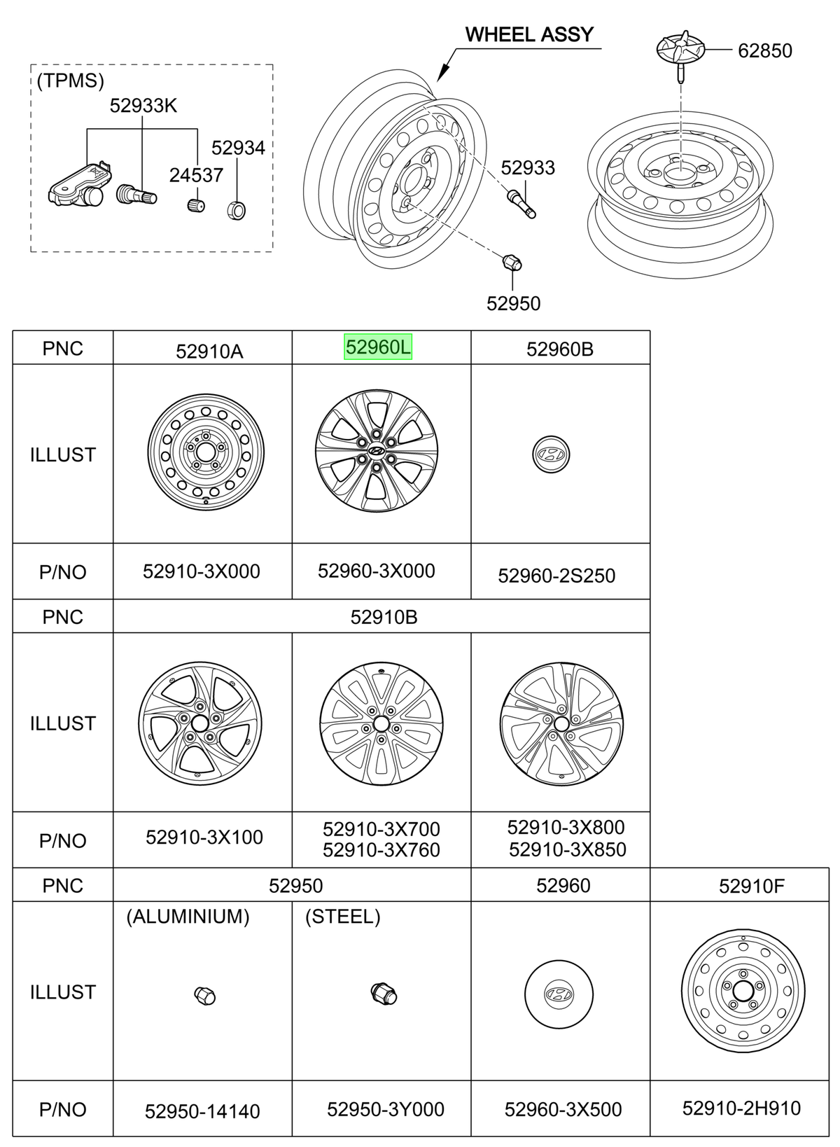 Tapa De Rueda Orig. Para Hyundai Elantra 2011-2015