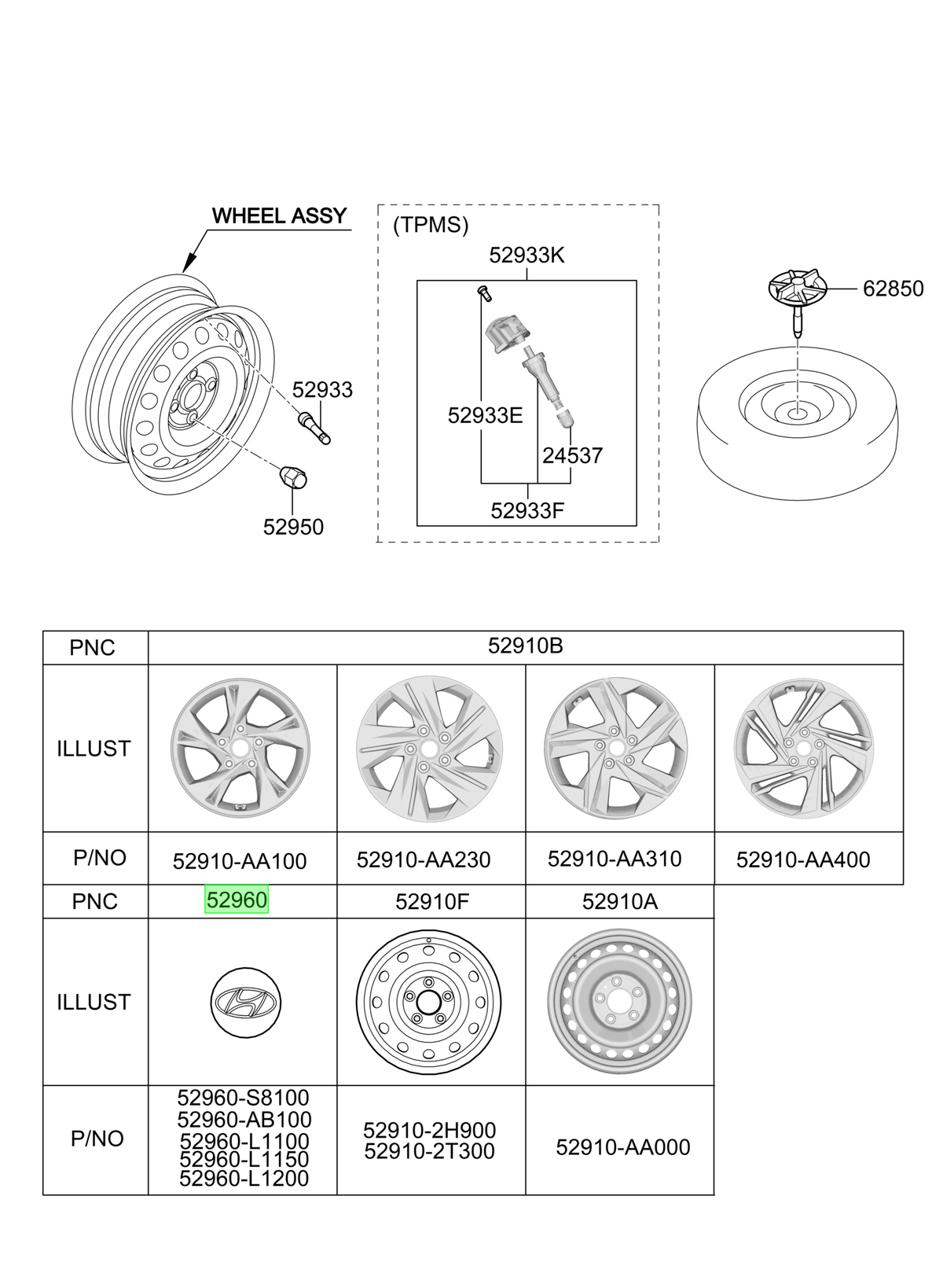Tapa De Rueda Original Para Hyundai Sonata 2019-2024