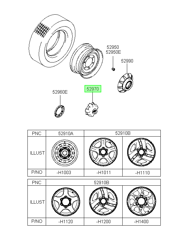 Tapa Central Llanta Terracan Orig. Para Hyundai 2001-2007
