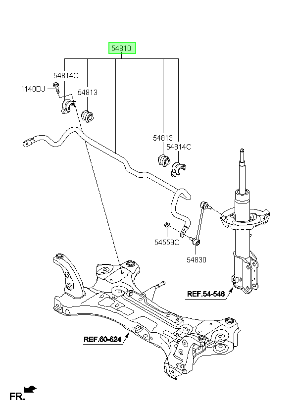 Barra Estab. Del. Original Para Hyundai Accent 2017-2024