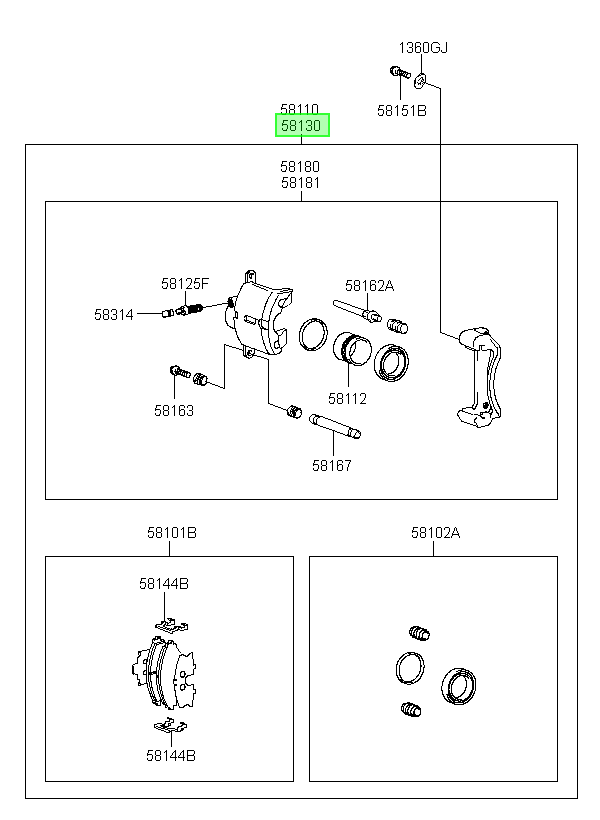 Caliper Del. Der. Rh Original Para Hyundai Accent 1999-2006