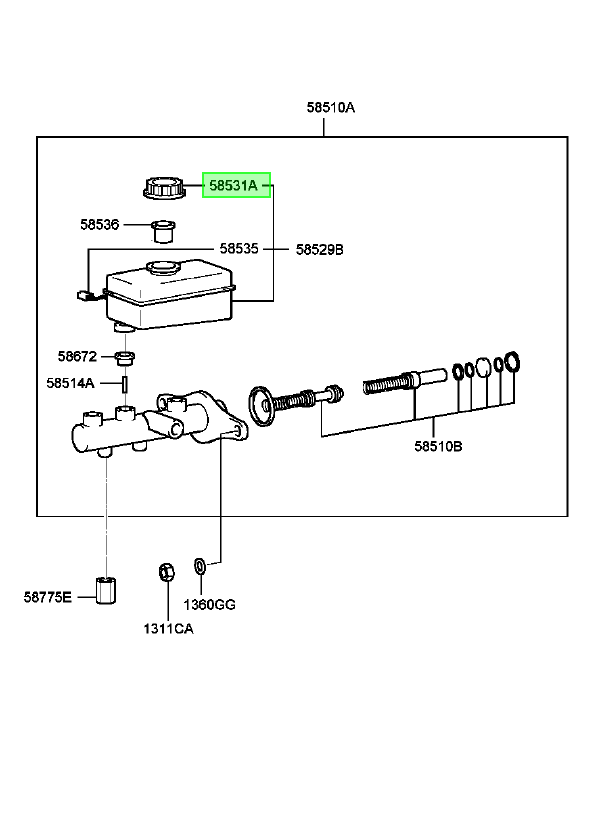 Tapa Deposito Bomba Fren Orig. Para Hyundai Excel 1991-1994