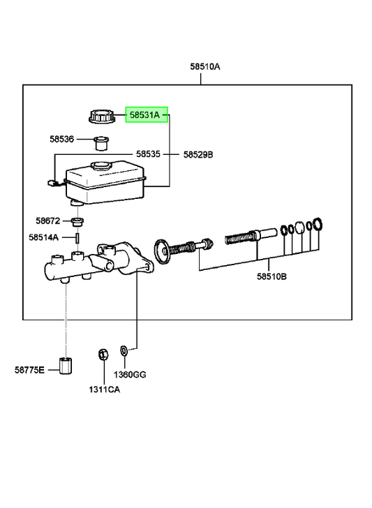 Tapa Deposito Bomba Fren Orig. Para Hyundai Excel 1991-1994