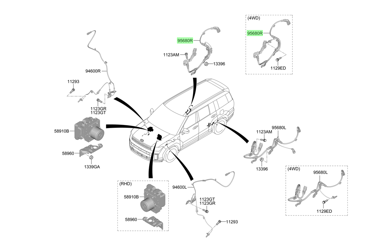 Sensor Abs Tras. Der. Rh Original Para Hyundai Santa Fe