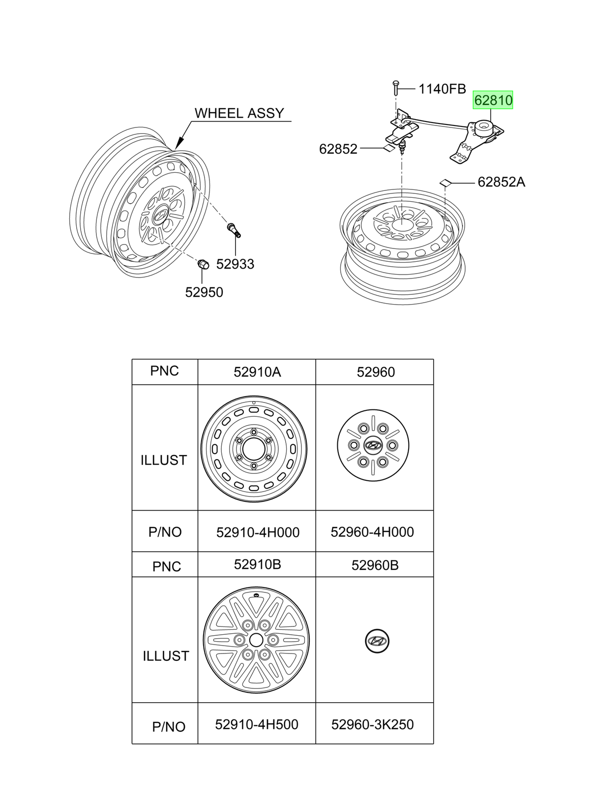Tecle Rueda Repuesto Orig. Para Hyundai H1 Desde 2007