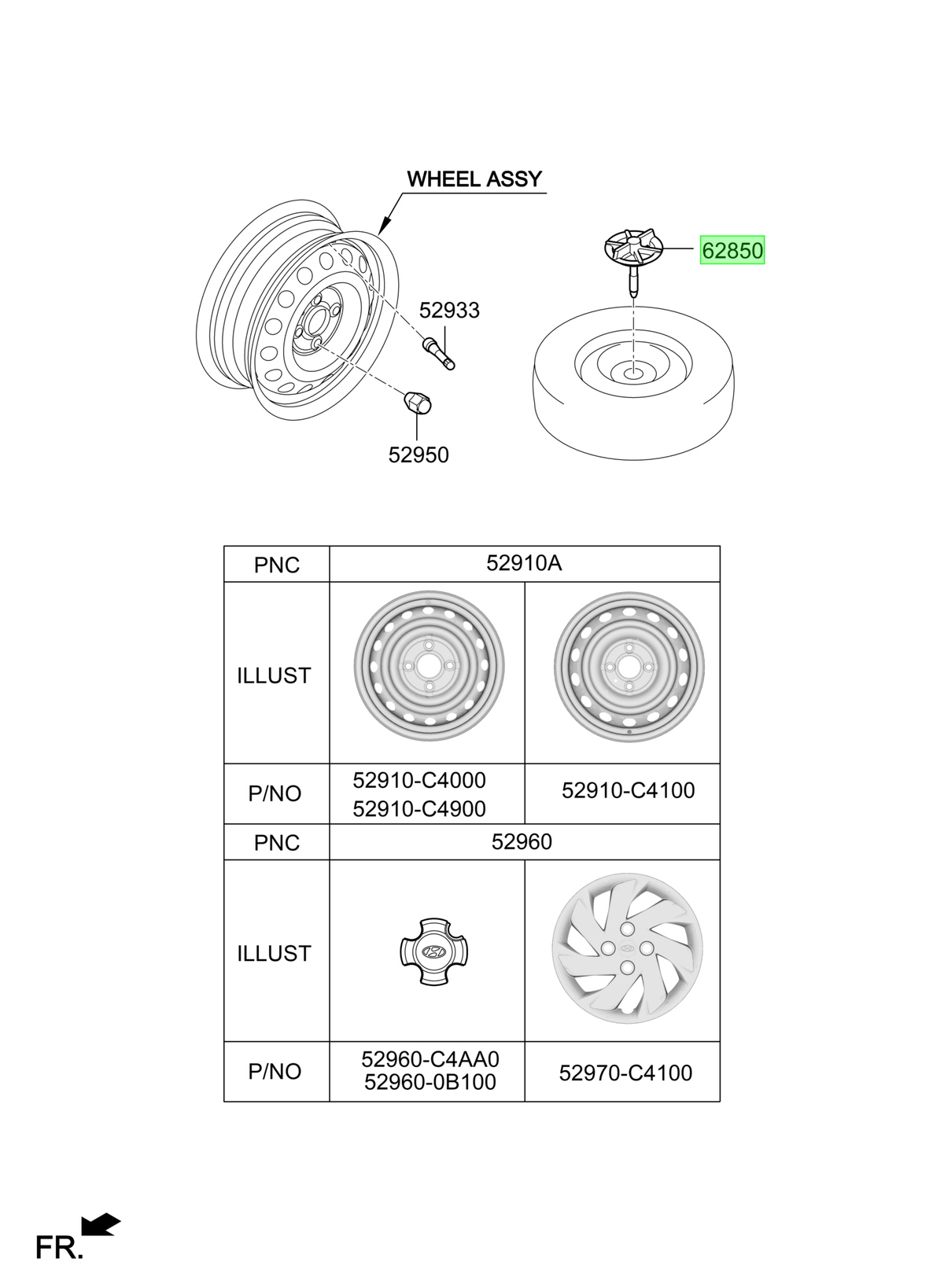 Mariposa Rueda Original Para Hyundai I10 2019-2025