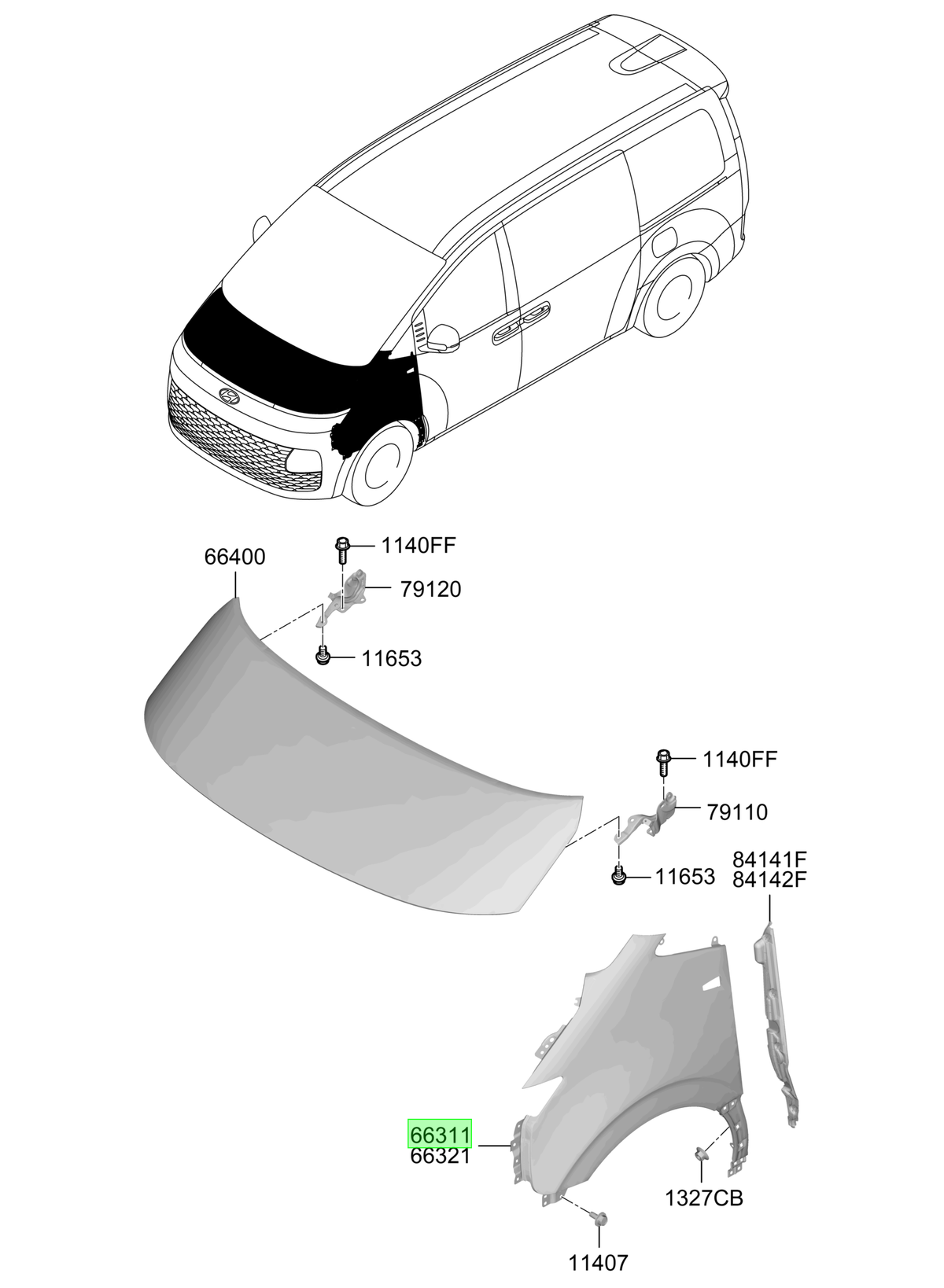 Tapabarro Del. Izq. Original Para Hyundai Staria 2021-2025