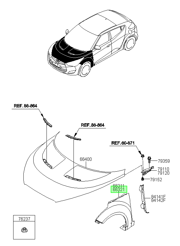 Tapabarro Original Para Hyundai Veloster 2011-2018